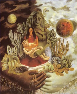 Frida Kahlo Painting - El abrazo de amor del universo la tierra México Yo mismo Diego y el señor Xolotl feminismo Frida Kahlo